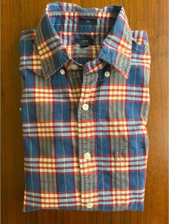 J. Crew Other - J.Crew Men's Slim Fit Summer Plaid Blue and Red Button-Down Shirt - Size M
